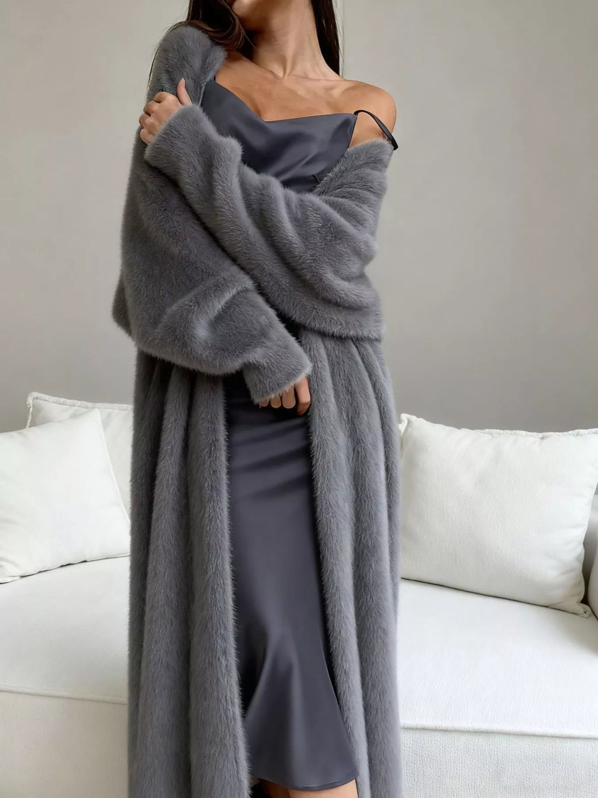 Fuzzy Open Front Longline Cardigan — VikyHush
