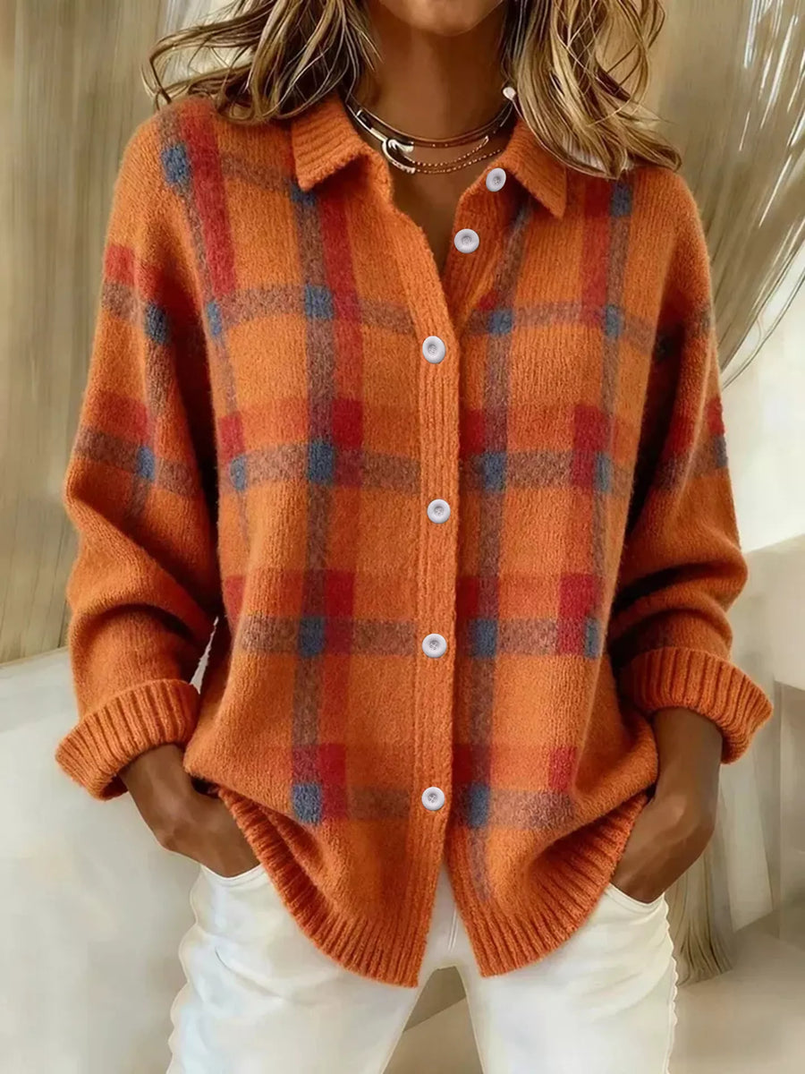Plaid Button-Up Cardigan — VikyHush