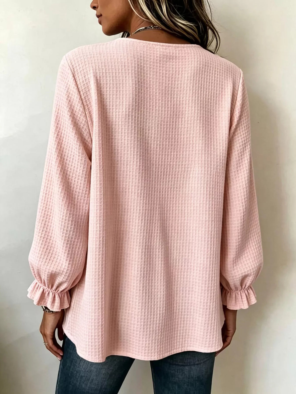 Waffle Knit Long Sleeve Top — VikyHush