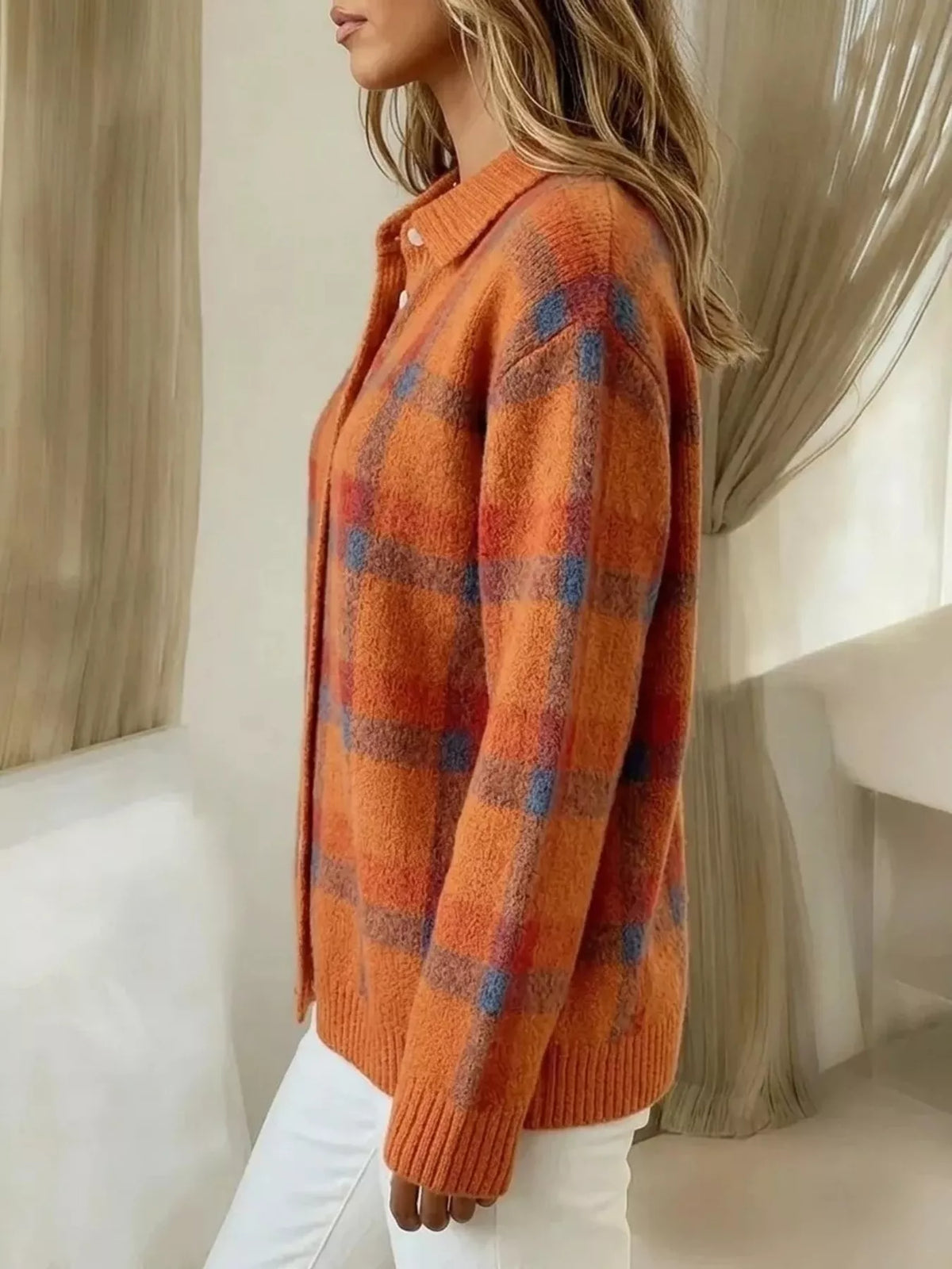Plaid Button-Up Cardigan — VikyHush
