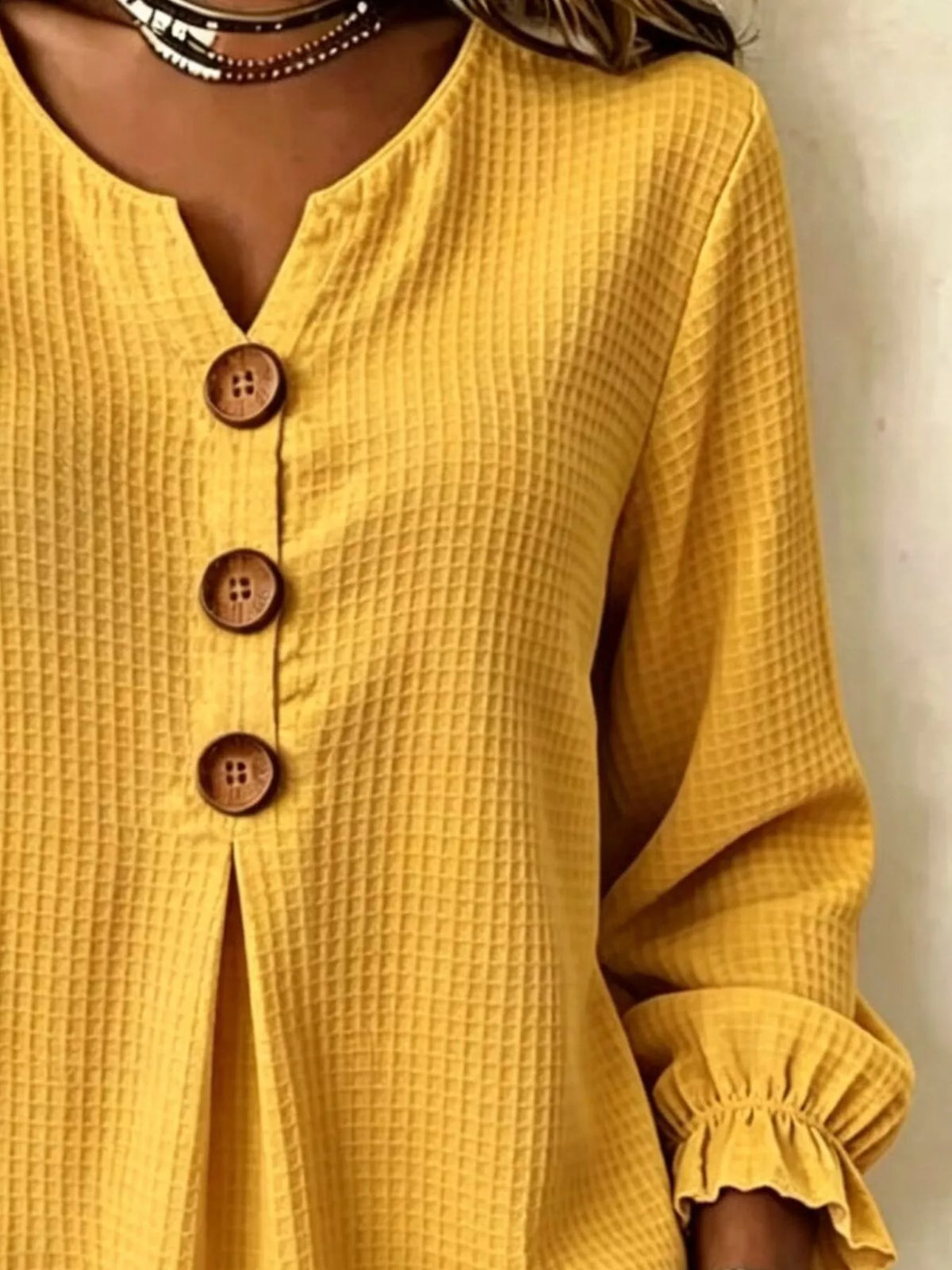 Waffle Knit Long Sleeve Top — VikyHush