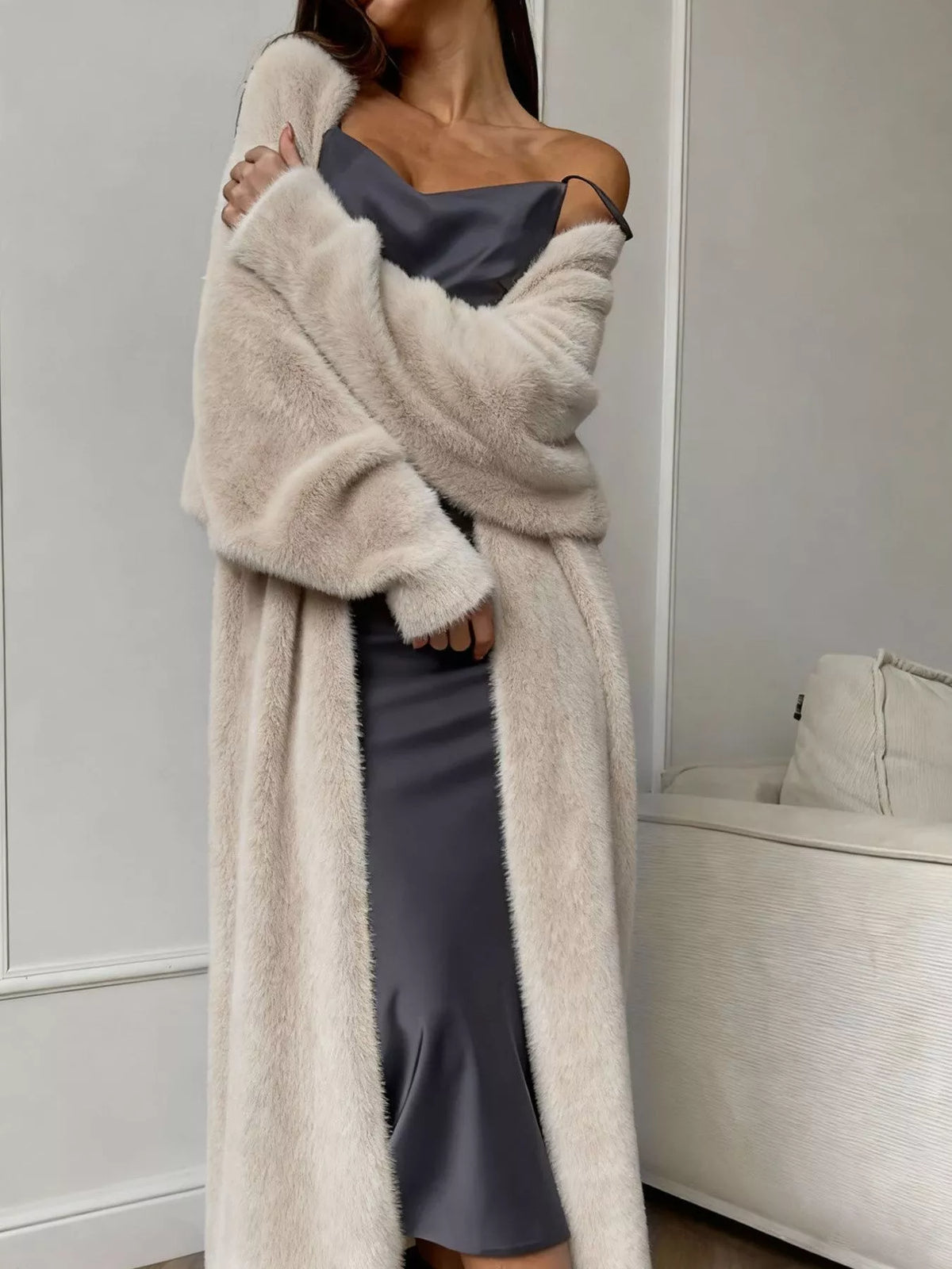 Fuzzy Open Front Longline Cardigan — VikyHush