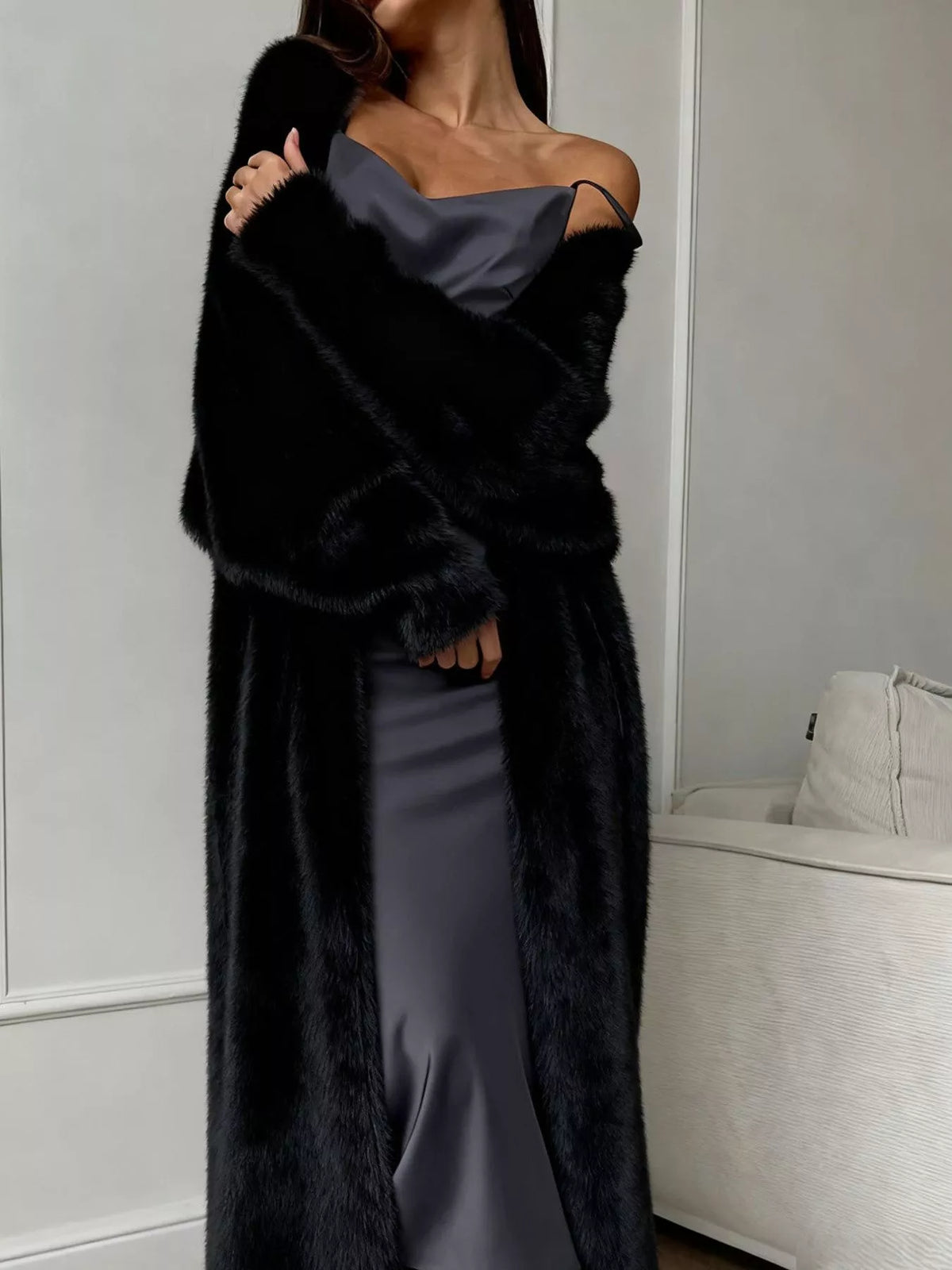 Fuzzy Open Front Longline Cardigan — VikyHush