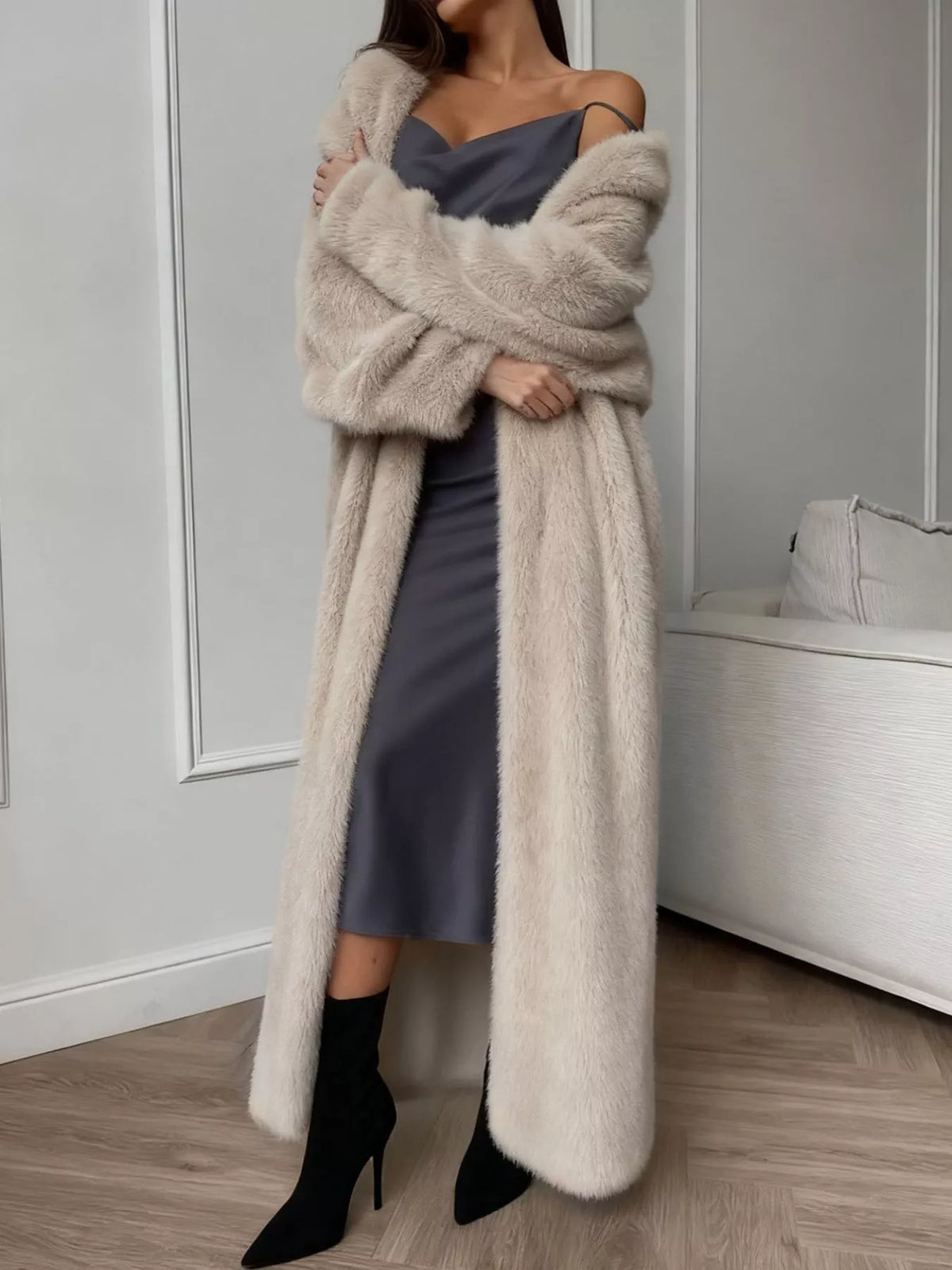 Fuzzy Open Front Longline Cardigan — VikyHush