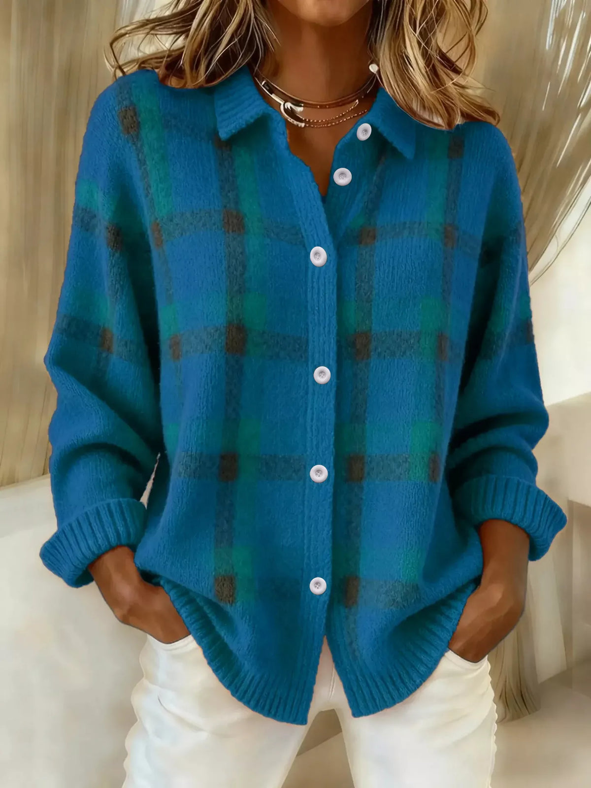 Plaid Button-Up Cardigan — VikyHush