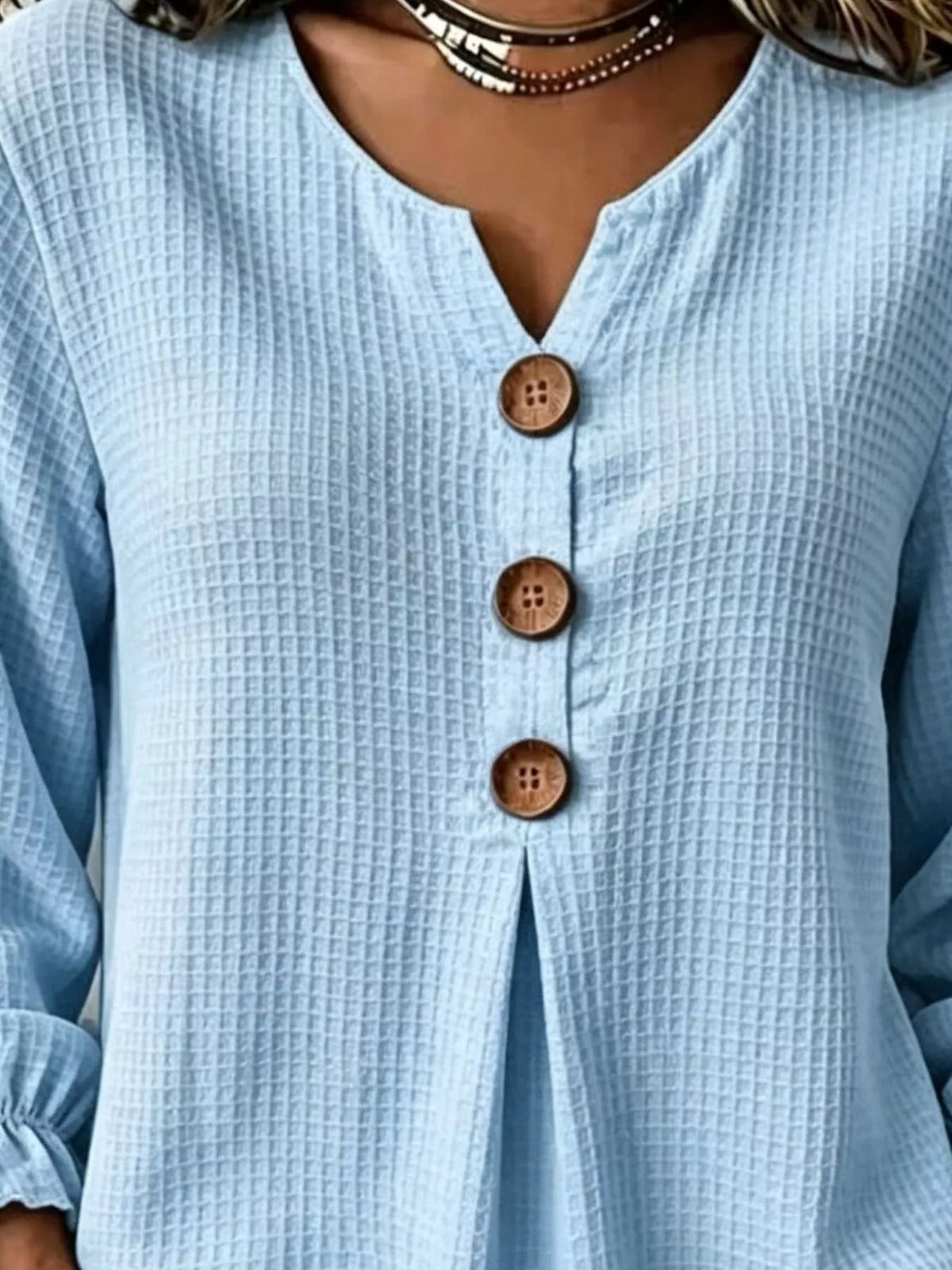 Waffle Knit Long Sleeve Top — VikyHush