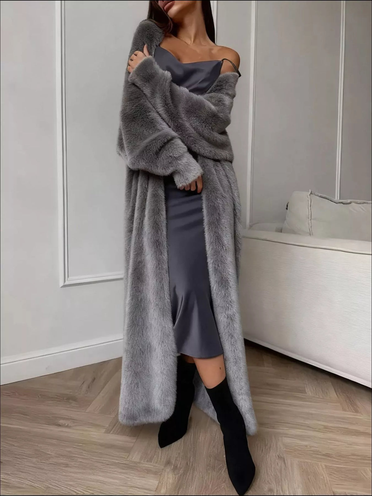 Fuzzy Open Front Longline Cardigan — VikyHush