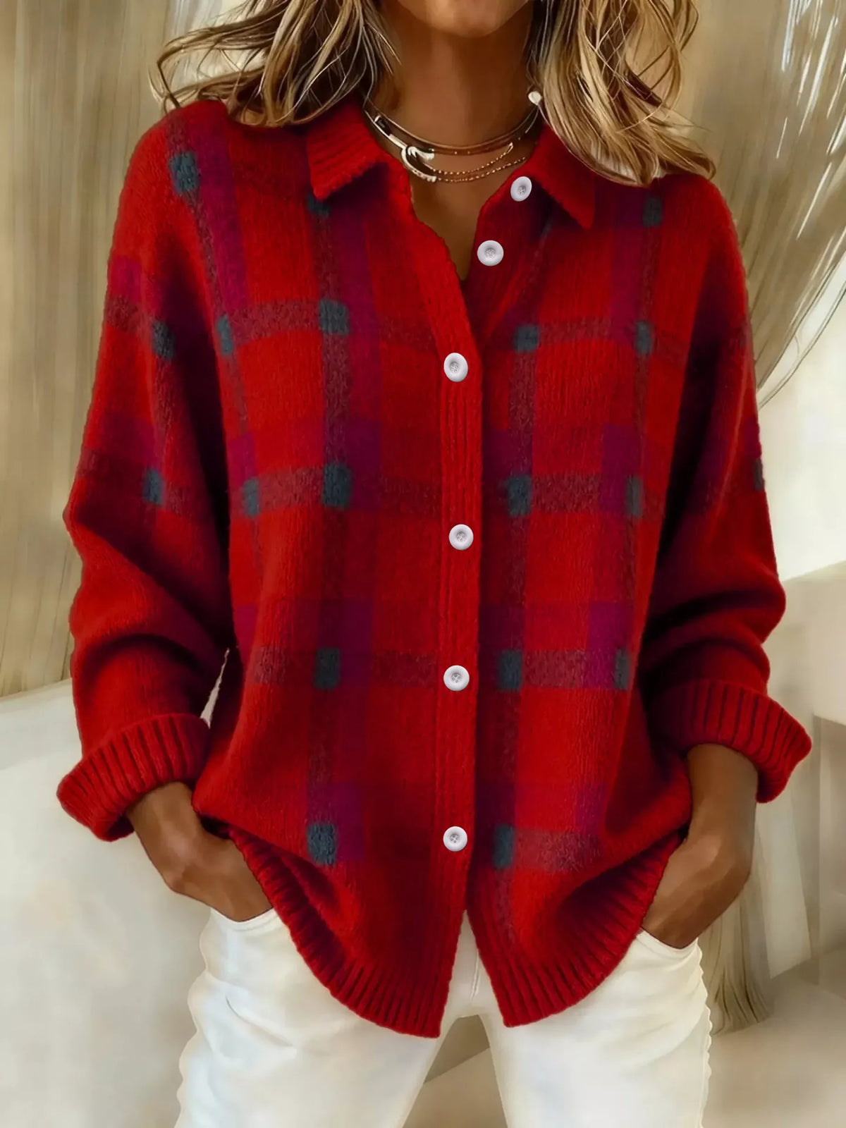 Plaid Button-Up Cardigan — VikyHush