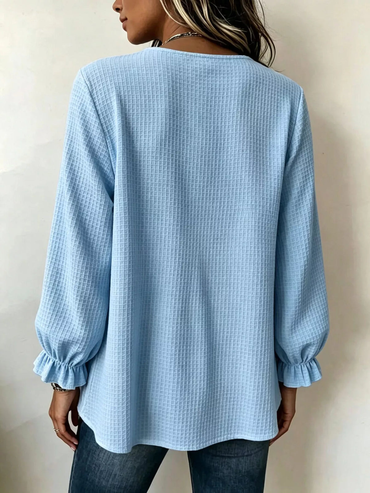 Waffle Knit Long Sleeve Top — VikyHush
