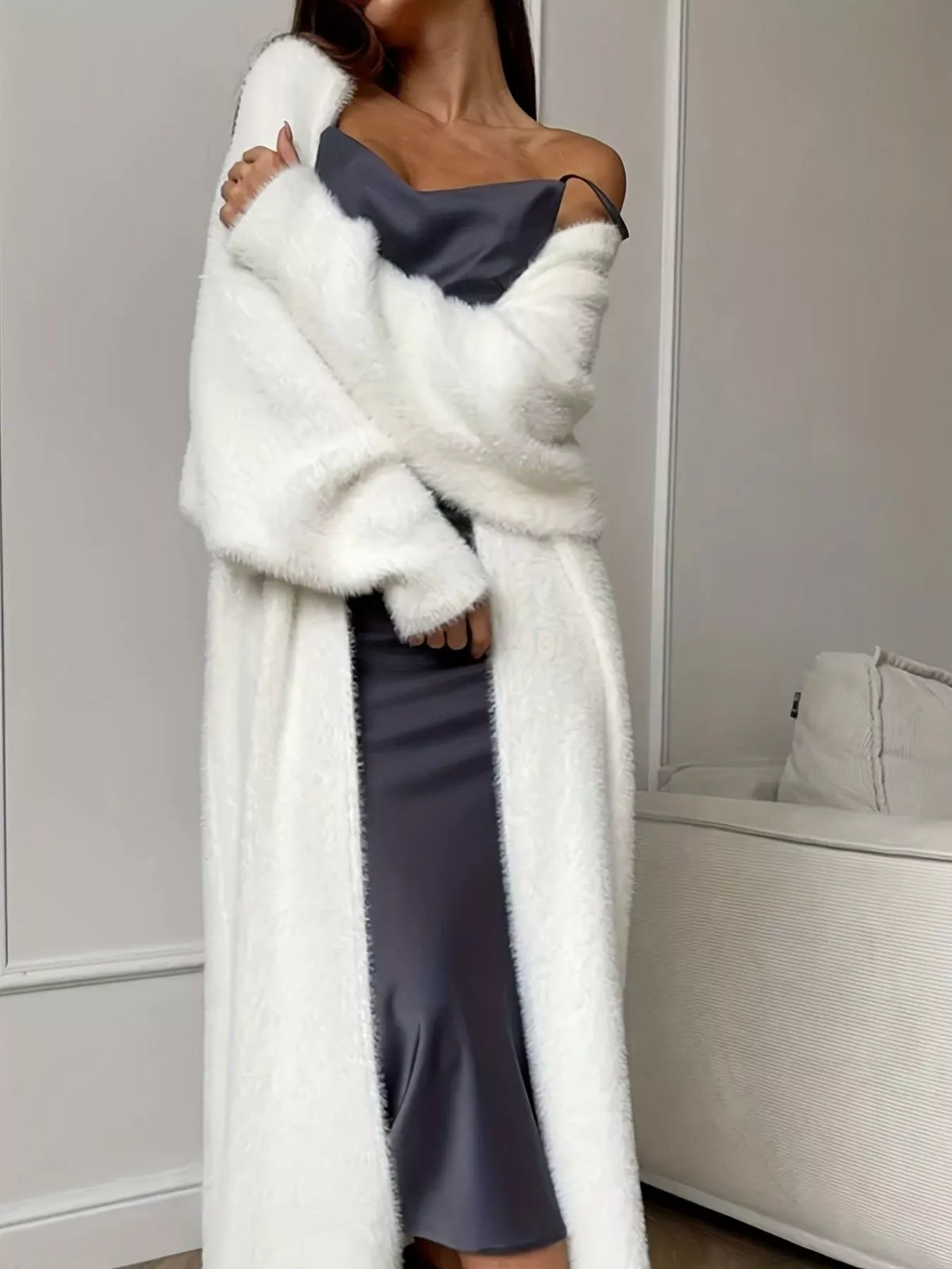 Fuzzy Open Front Longline Cardigan — VikyHush