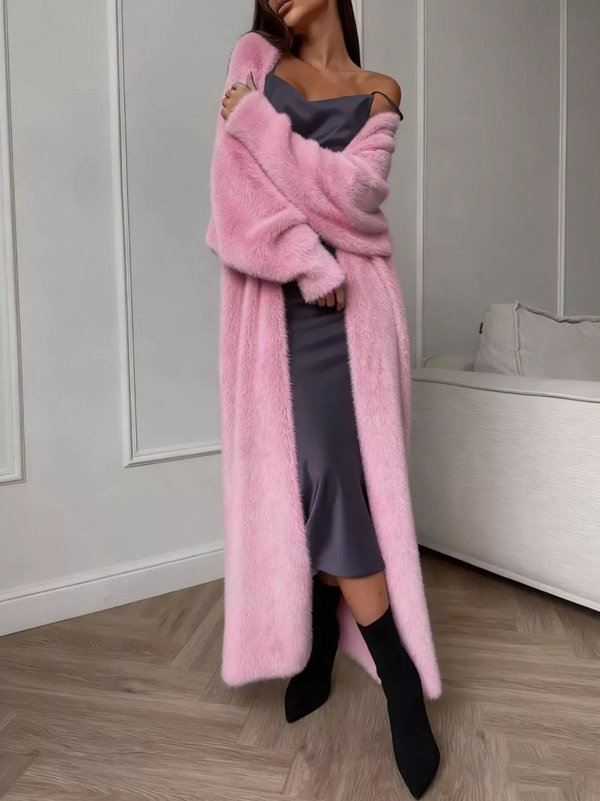 Fuzzy Open Front Longline Cardigan — VikyHush