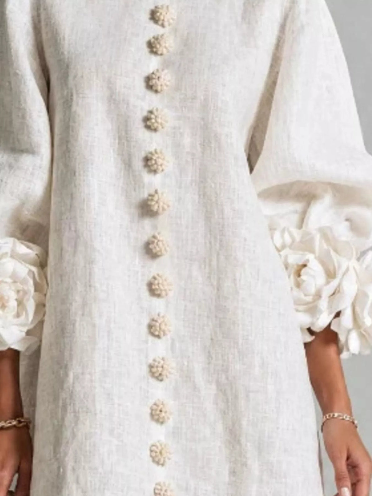 3D Floral Round Neck Mini Dress — VikyHush