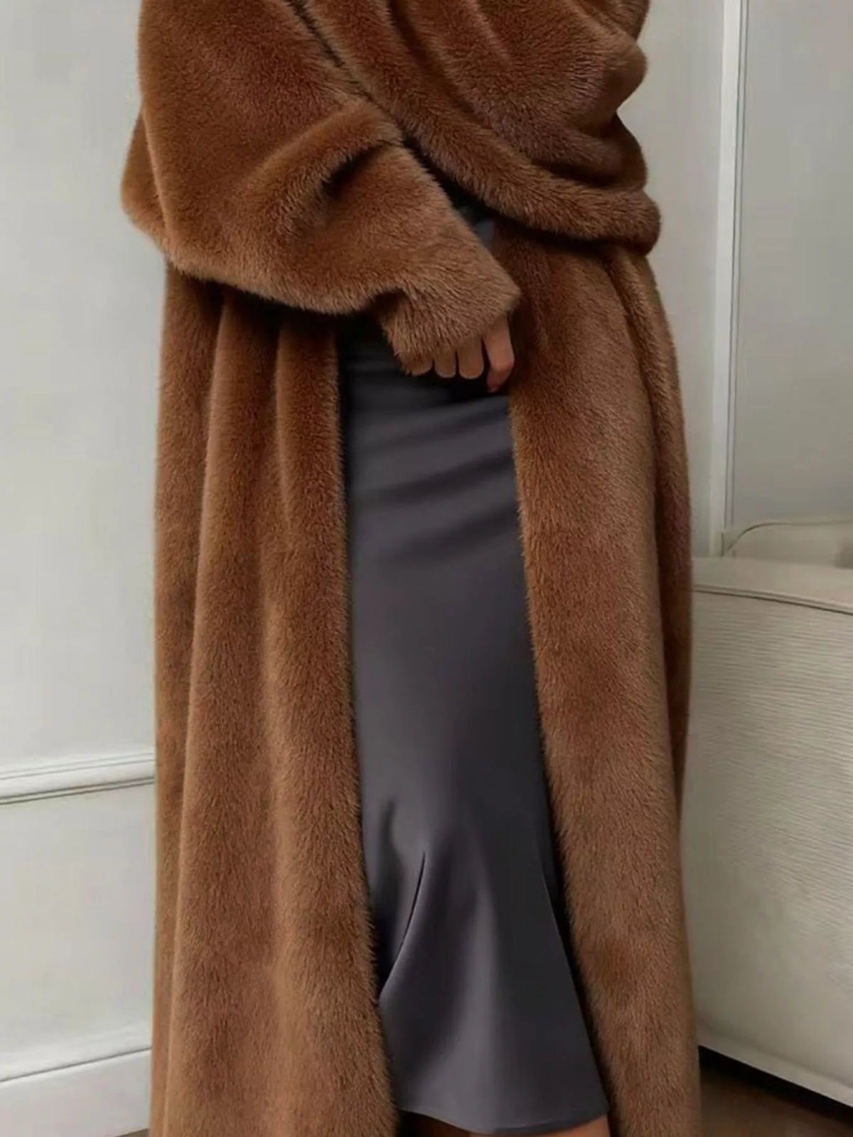 Fuzzy Open Front Longline Cardigan — VikyHush